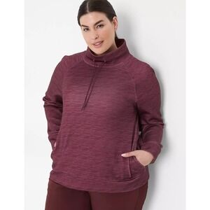 LIVI Womens Cowlneck Pullover Plus Size 26/28 Maroon Active Athleisure